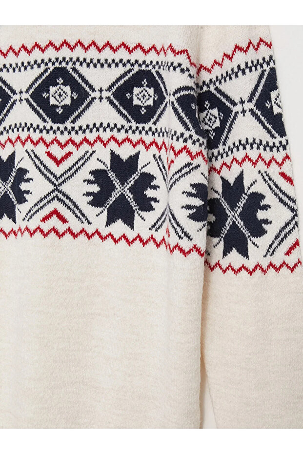 Gemusterter Herren-Strickpullover mit Rundhalsausschnitt und langen Ärmeln - 8