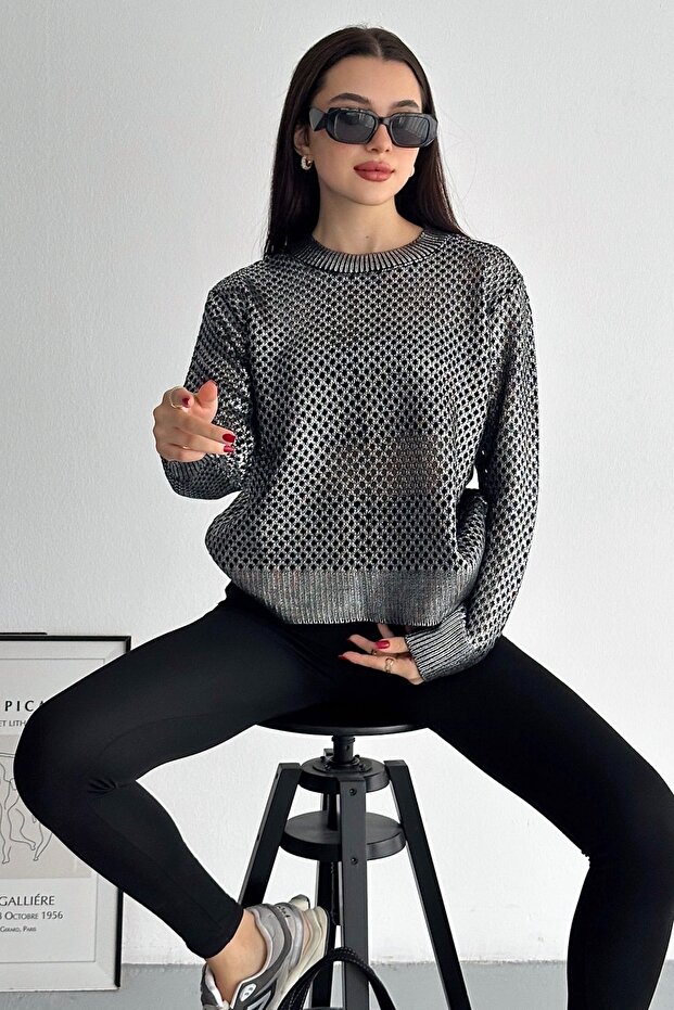 Γυναικείο Ασημένιο Επιχρυσωμένο Πουλόβερ Standard Size - 3