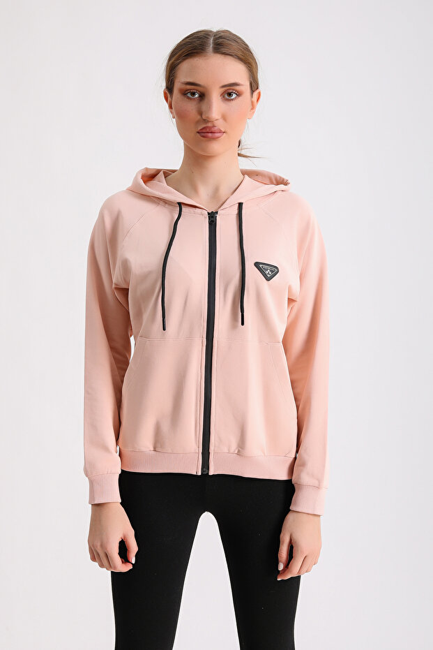 Fermuarlı Kapüşonlu Basic Kadın Ceket - 1