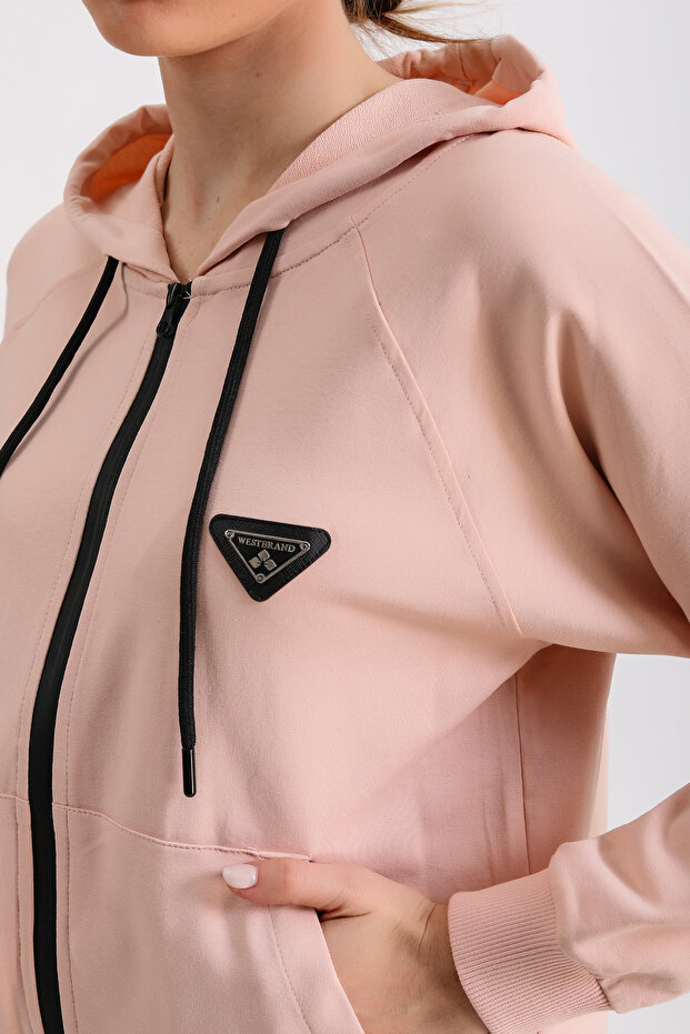 Fermuarlı Kapüşonlu Basic Kadın Ceket - 4