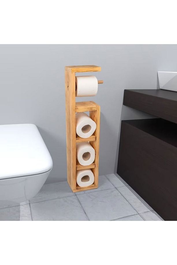 Dekor Wc Kağıtlık Tuvalet Kağıtlığı Ahşap Banyo Mutfak - 6