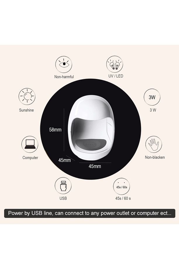 Mini Uv Led Nail Kurutucu Pratik Kullanım Oje Parmak - 7