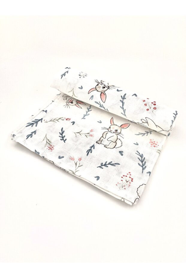 Rabbit Patterned Multi-Purpose Muslin Blanket 100x80 cm
