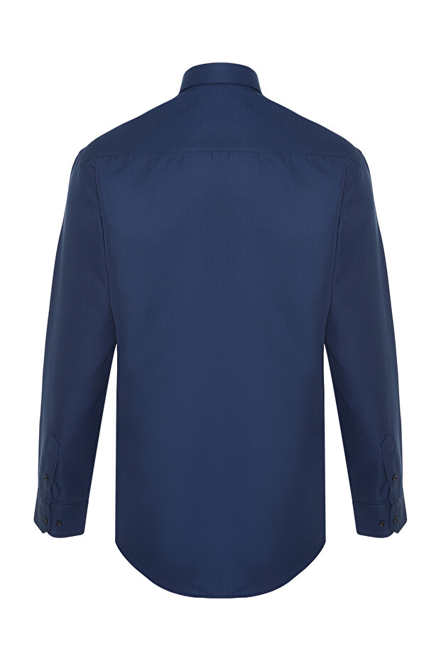 Lacivert Slim Fit Kolay Ütülenebilir Smart Erkek Gömlek TMNAW24GO00096 - 6