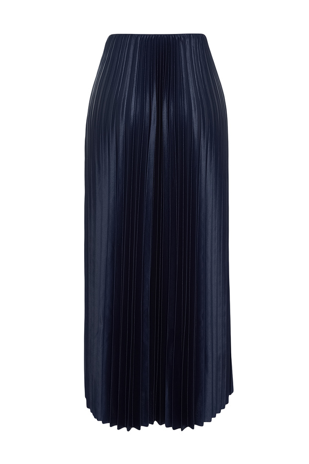 Lacivert Piliseli Maxi Esnek Örme Etek TWOSS24ET00041 - 9