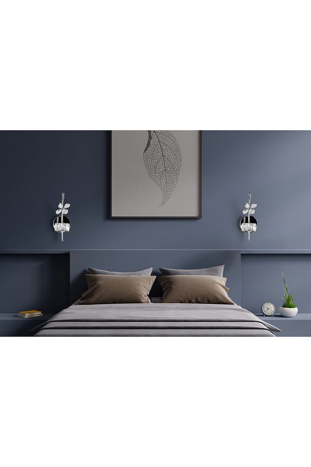 Taşlı LED Kristal Duvar Apliği Duvar Aplik Modern Oturma Odası Yatak Odası Aplik Günışığı - 6