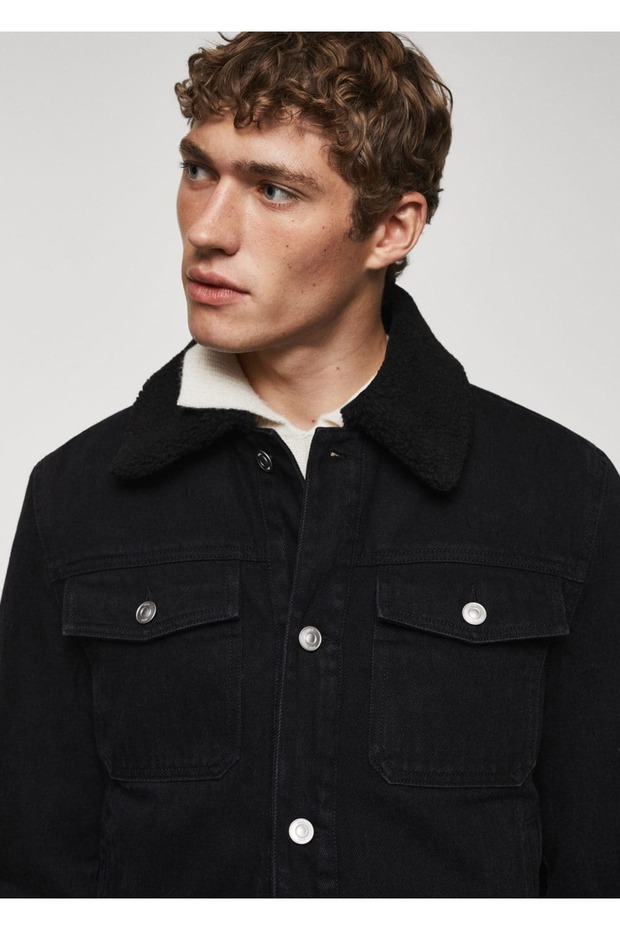 Kürklü denim ceket - 7