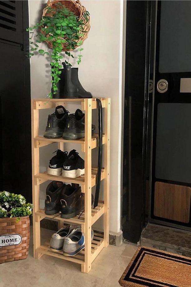 Ahşap Organizer Banyo Rafı Ayakkabılık Çok Amaçlı Raf Çiçeklik Kitaplık - 1