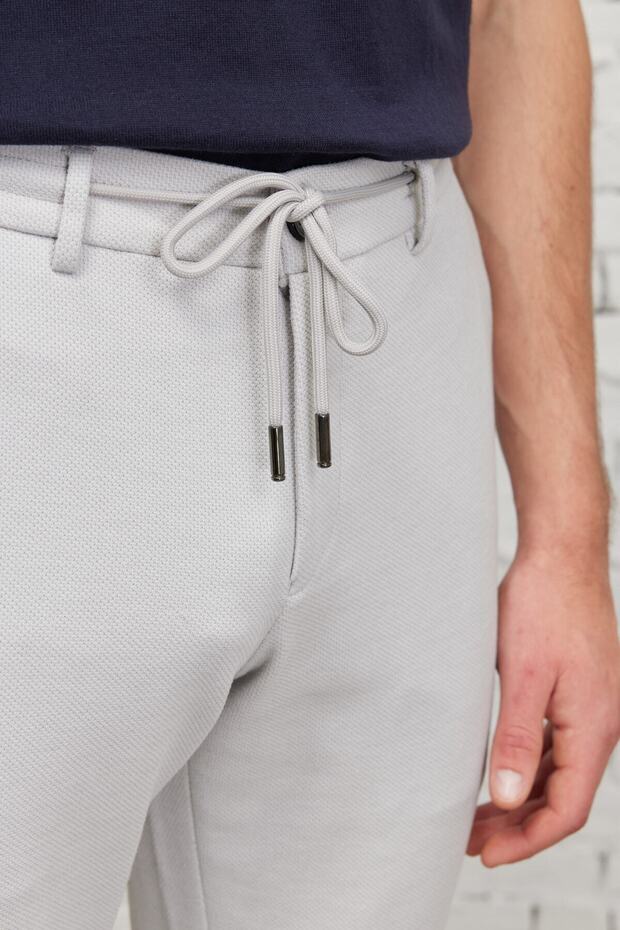 Erkek Taş Slim Fit Dar Kesim Yan Cepli Armürlü Beli Bağlamalı Jogger Pantolon - 3