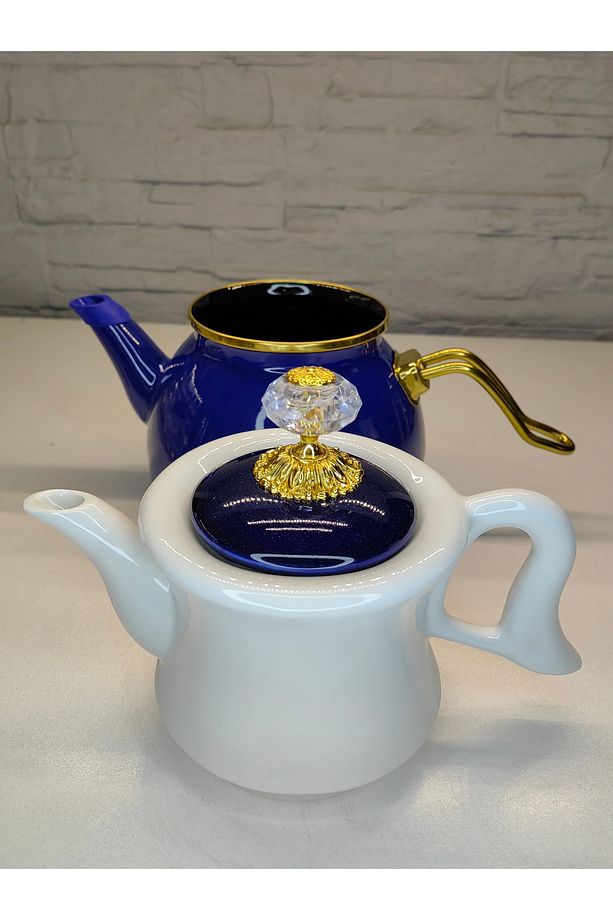Ceramic Large Size Teapot Set Red Top Teapot 1.2Lt Bottom Teapot 2.3Lt Seramik Büyük Boy Çaydanlık - 2