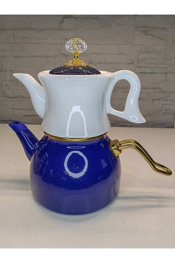 Ceramic Large Size Teapot Set Red Top Teapot 1.2Lt Bottom Teapot 2.3Lt Seramik Büyük Boy Çaydanlık - 1