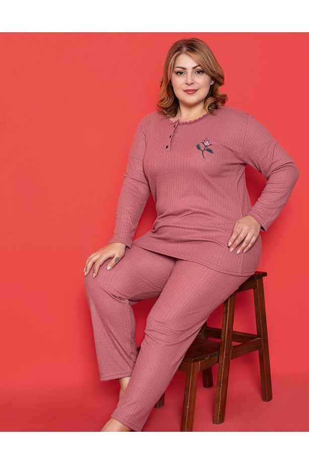 KIŞLIK GENİŞ KALIP ANNE UZUN KOLLU PİJAMA TAKIMI - 2