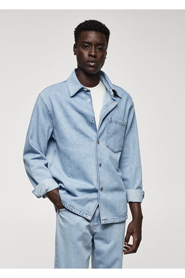 Cepli denim gömlek ceket - 1