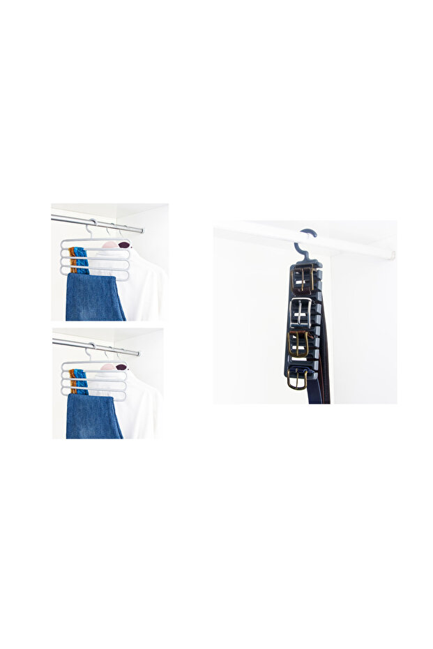 2 Pieces of Trouser Hanger + 1 Piece of Belt Hanger Set Hanger Set