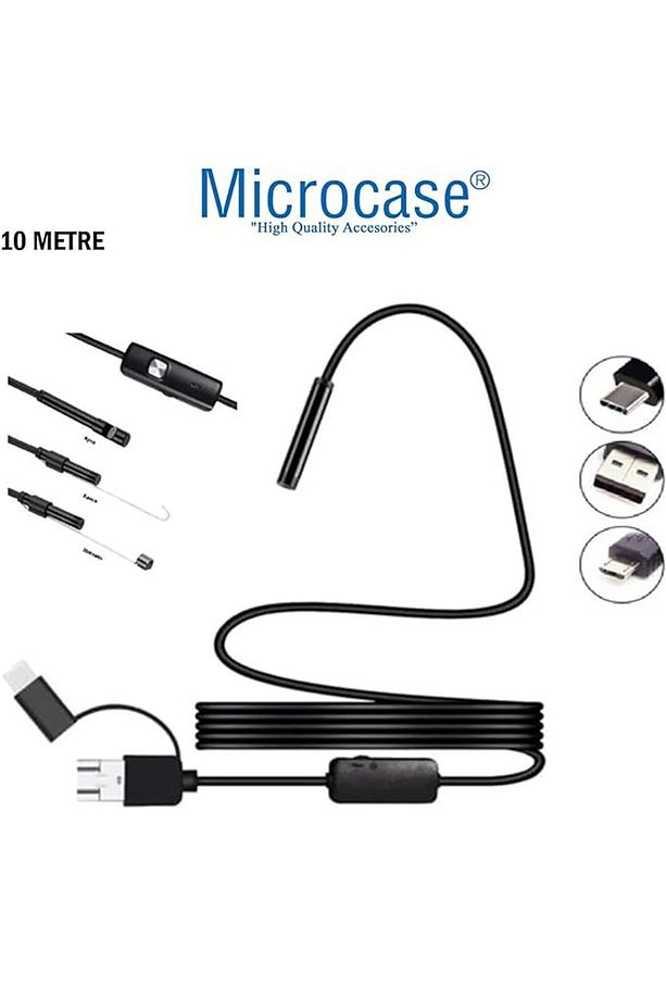 3'ü 1 Arada Kamera Mikrofon Usb 2.0 Usb Ve Type-c 6 Led Su Geçirmez 10 Metre Yılan Kamera AL3900 - 7