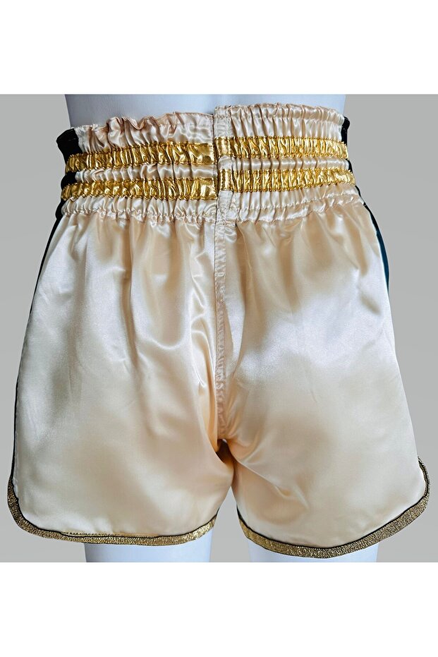 Muay Thai Elite Unisex Şort Bej-Siyah - 3