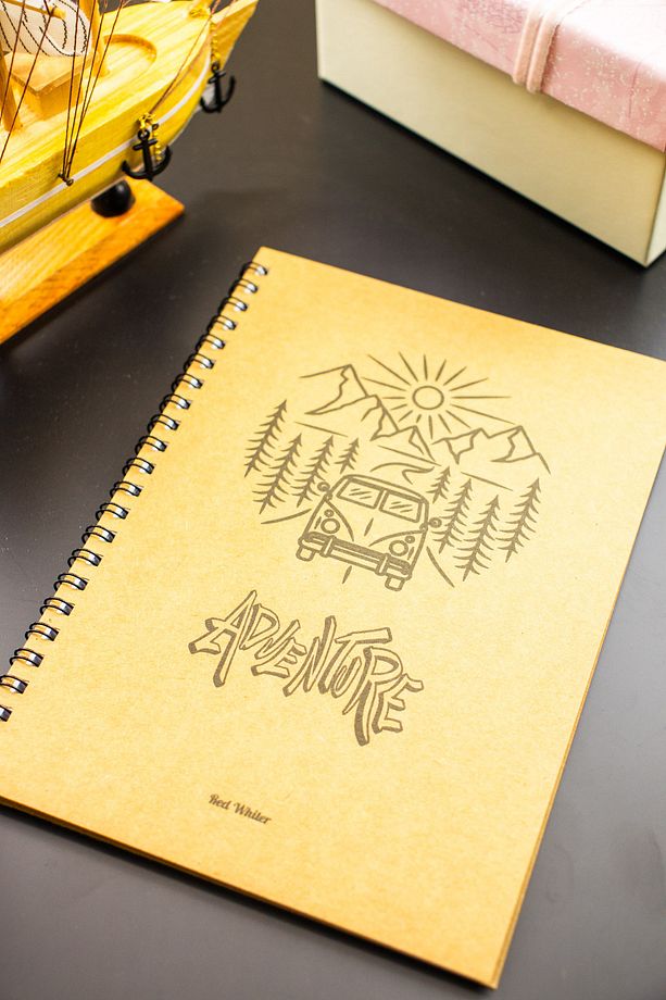 Hediyelik - A5 Seyahat Günlüğü Kraft Kapak Macera Defteri Notebook - 5