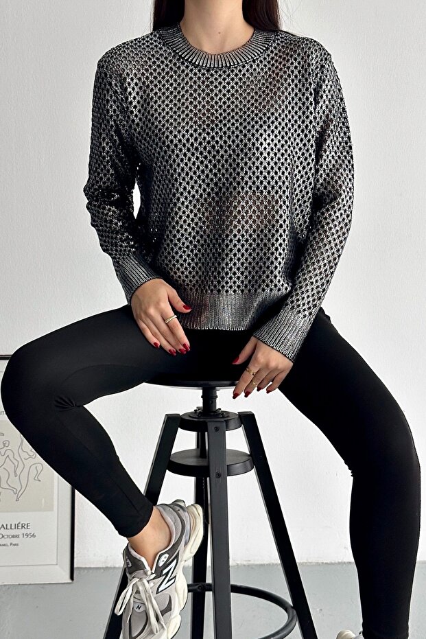 Γυναικείο Ασημένιο Επιχρυσωμένο Πουλόβερ Standard Size - 2