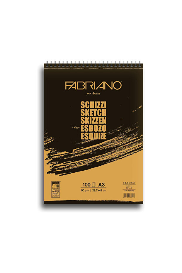 Schizzi Finely Textured Sketch Drawing Pad with Spiral on Top A3 100 Sheets 90Gr