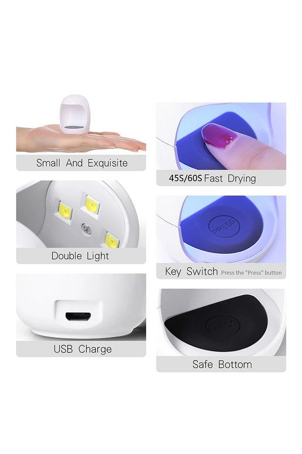 Mini Uv Led Nail Kurutucu Pratik Kullanım Oje Parmak - 6