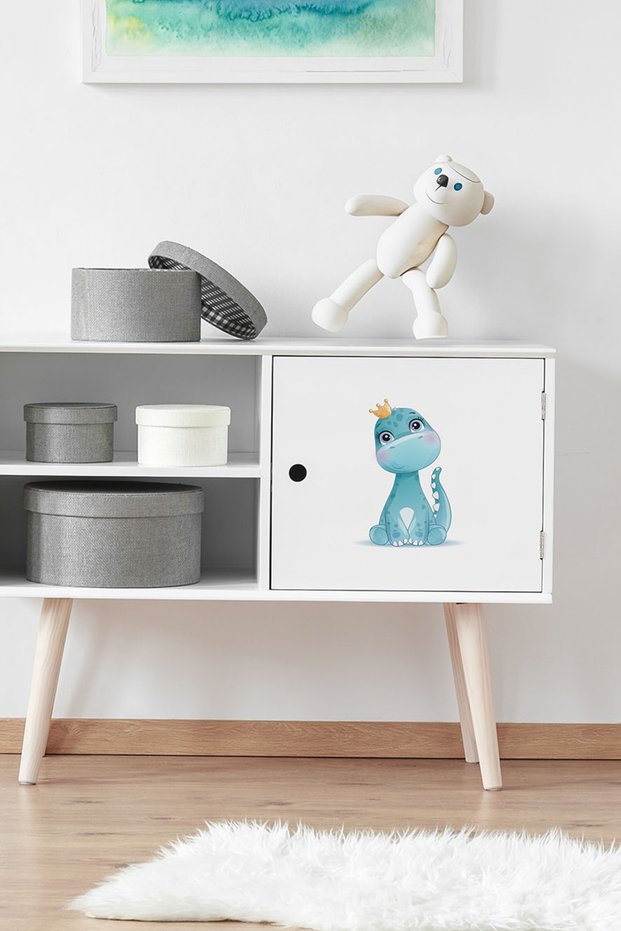 Cute Baby Dinosaur Themed Sticker for Kids Room Socket Cabinet Door Wall Mirror Glass