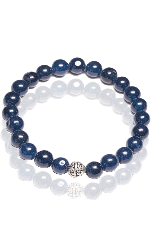 Certified Blue Agate Stone Bracelet - With Silver Device