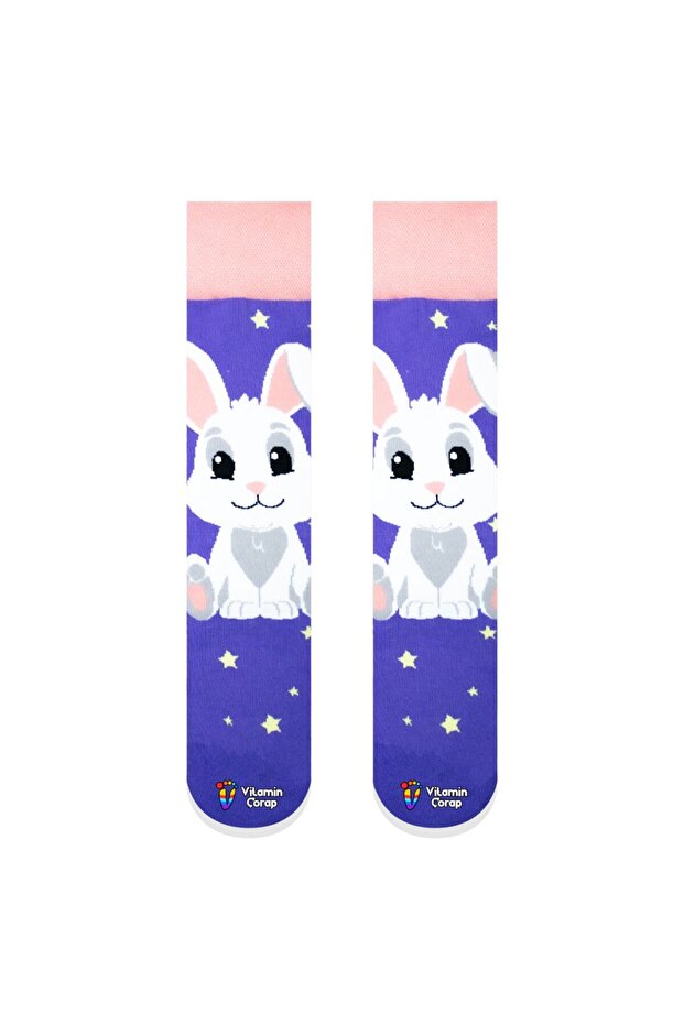 جوارب أرنب أرجوانية ملونة - 1