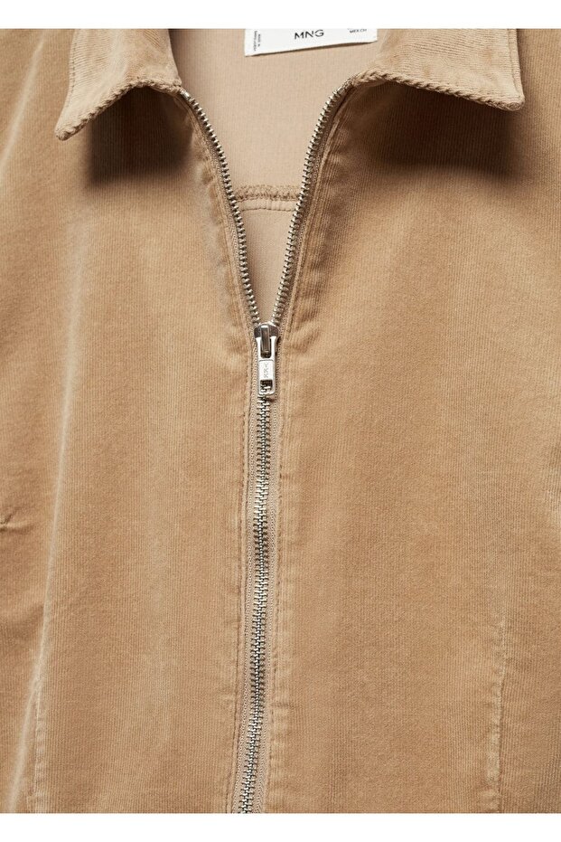 Fermuarlı fitilli kadife tulum - 5