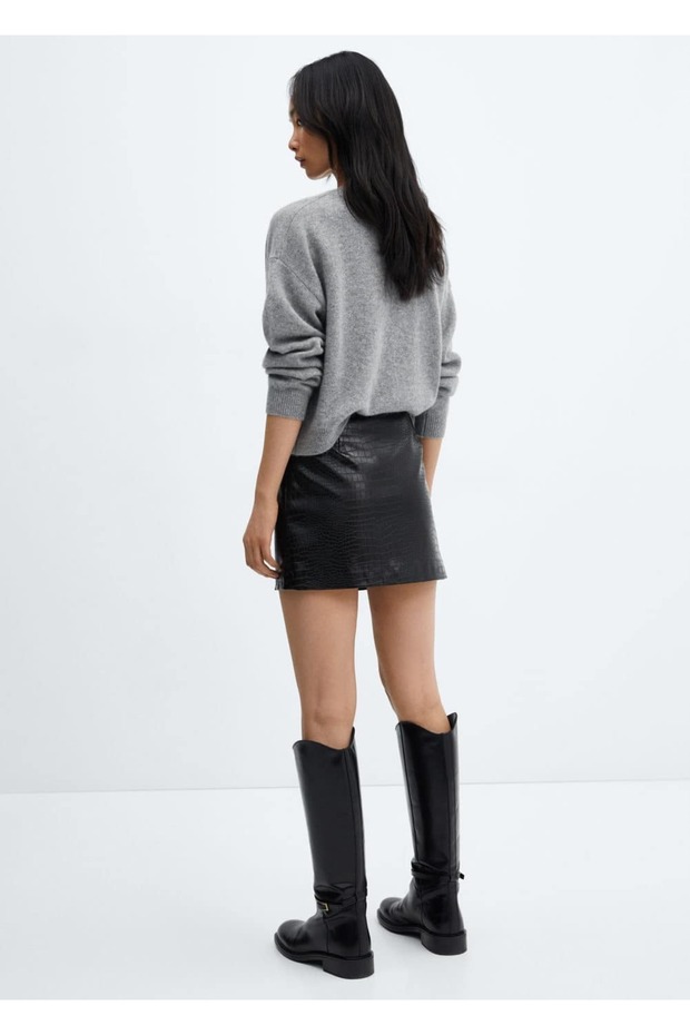 Timsah Derisi Görünümlü Mini Etek - 4