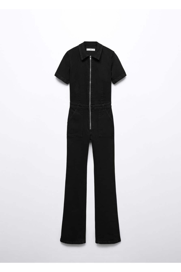 Fermuarlı Denim Tulum - 3