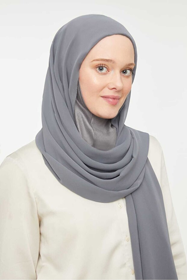 Women's Hijab Hijab Bonnet Chiffon Shawl Dark Gray