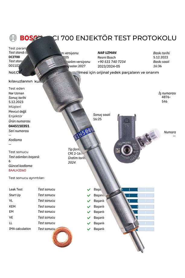 0445110351 Fıat Fıorıno Mpv 1.3 Jtd Multijet | 55219886 Yenilenmiş Enjektör - 1