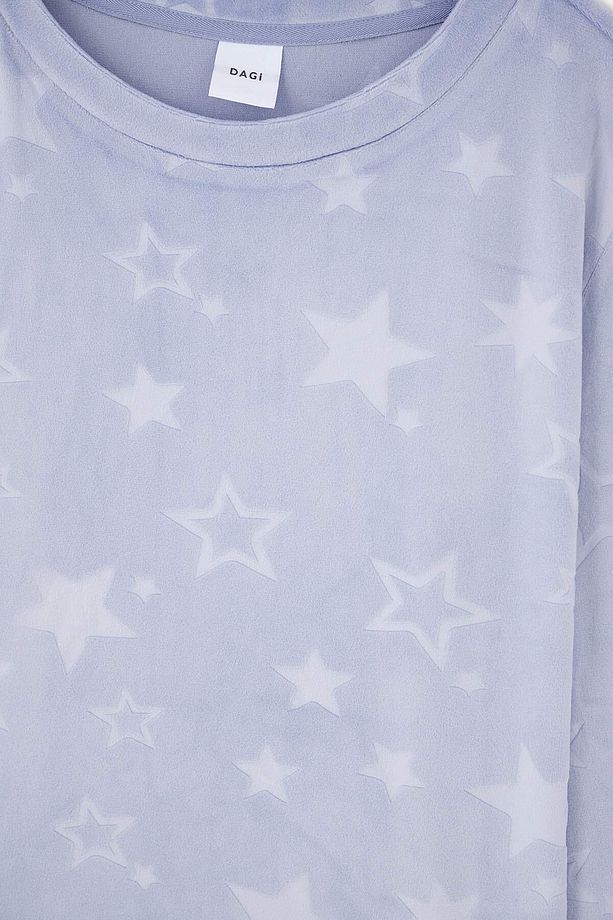 Mavi Gofre Yıldız Detaylı Örme Pijama Takımı - 7