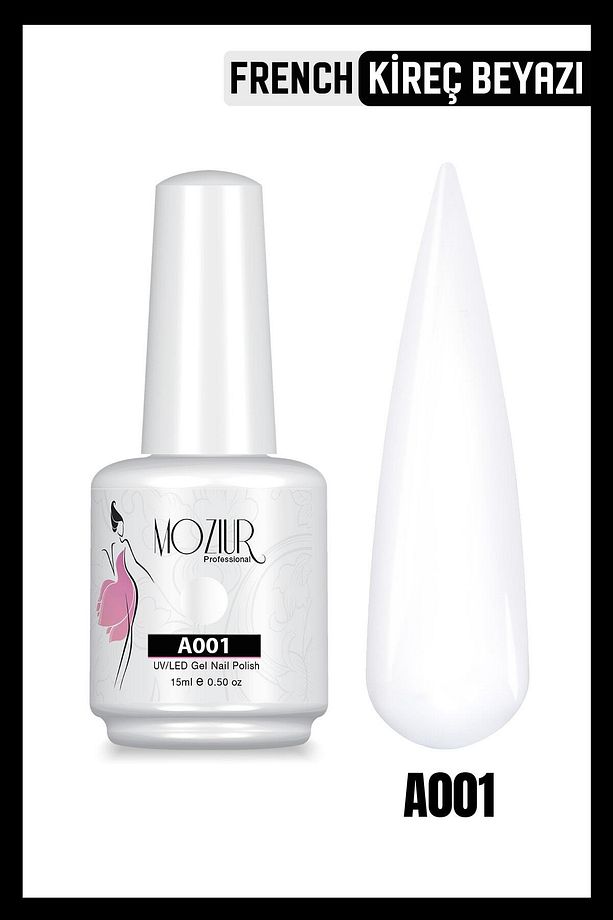 Kalıcı Oje Uv Led A001 (FRENCH KİREÇ BEYAZI) Ana Renkler 15ml - 3