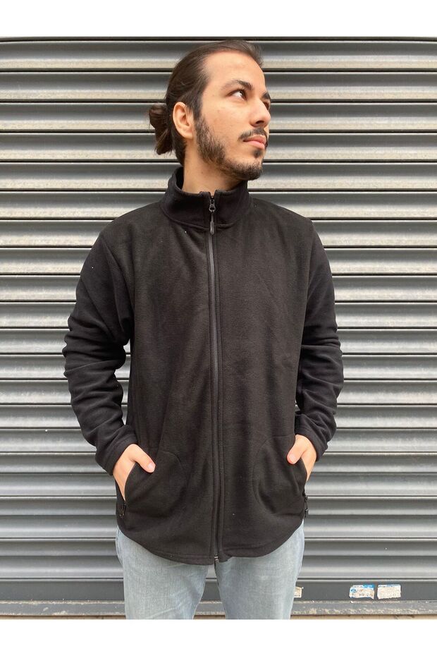 UNISEX Polar Cold-Resistant Standard-fit Pocket-Free Men's Fleece Cardigan