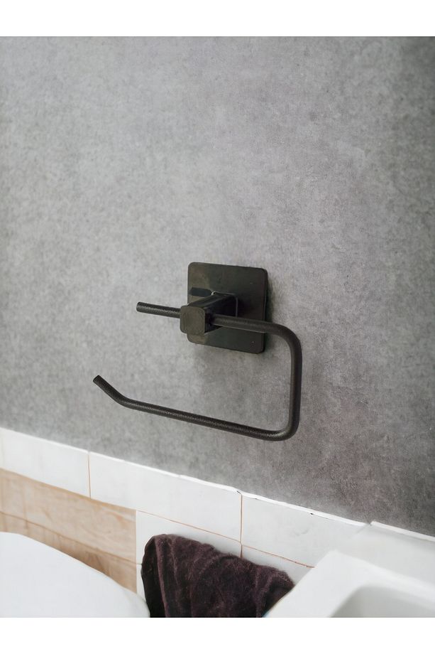 Yapışkanlı Siyah Kare Açık Tuvalet Kağıtlığı Wc Kağıtlık Tuvalet Kağıdı Askısı - 2