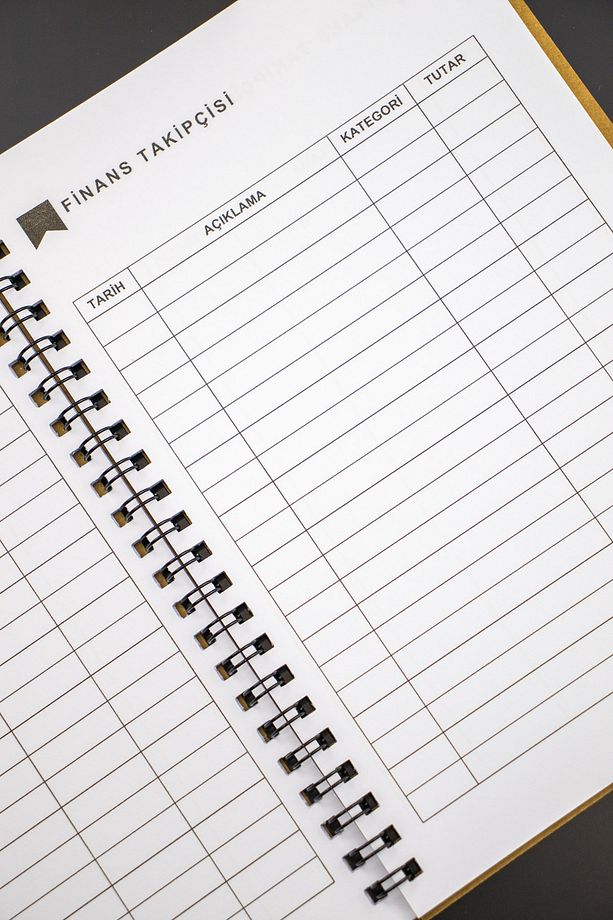 Finans Takip Defteri Tasarımlı iç Yapraklar 14x20 cm Karton Kapaklı Spiralli Notebook - 3