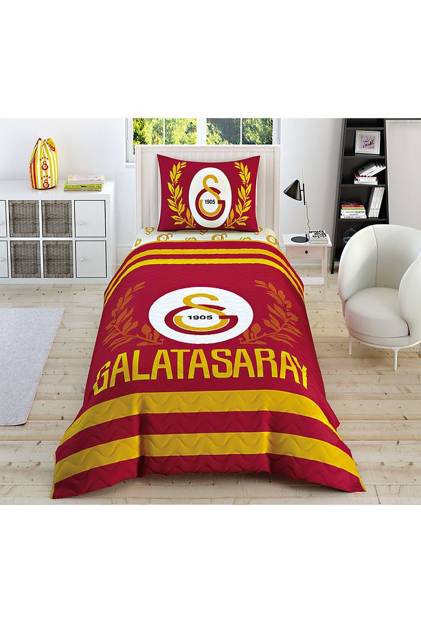Galatasaray Kırmızı Tek Kişilik Lisanslı Complete Set ( Kapitoneli Nevresim Takımı ) - 1