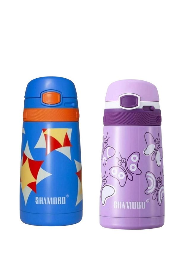 350 Ml Paslanmaz Çelik Pipetli Çocuk Matara Vagonlife (2'li Set) - 1