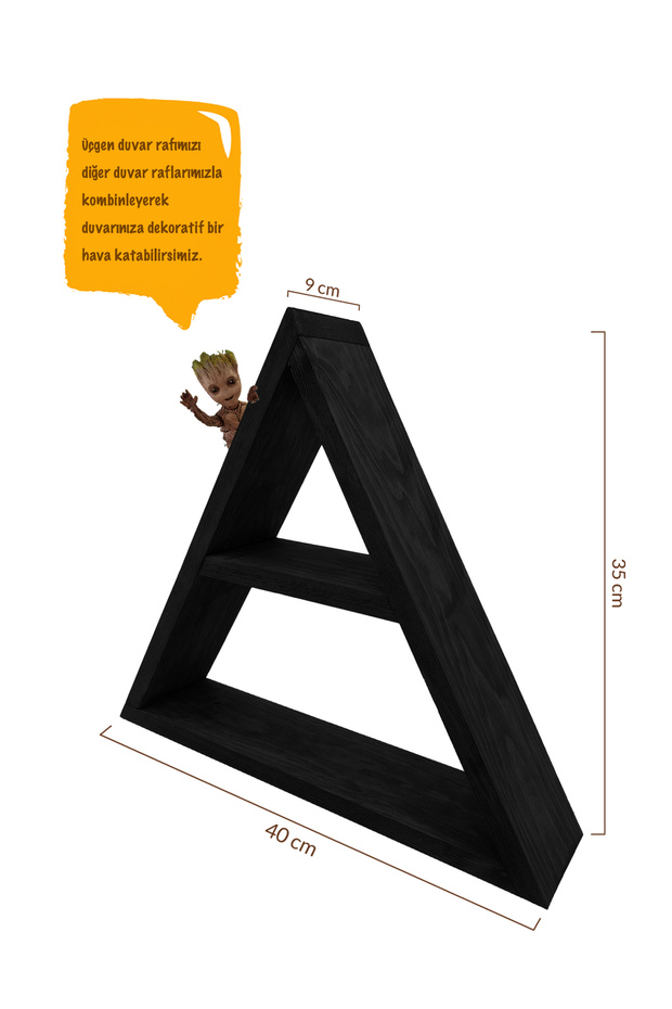 Ahşap Üçgen Duvar Rafı - 4