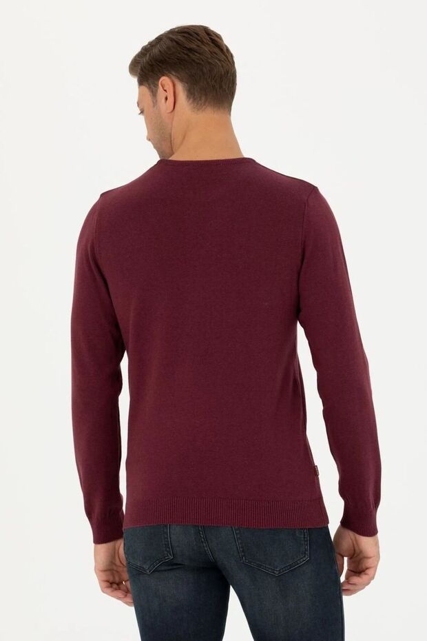 Bordo Slim Fit Basic Kazak EGEBUTİK - 6