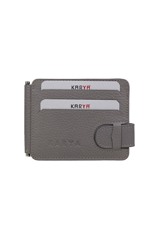 Genuine Leather Unisex Card Holder Wallet with Money Clip 0044