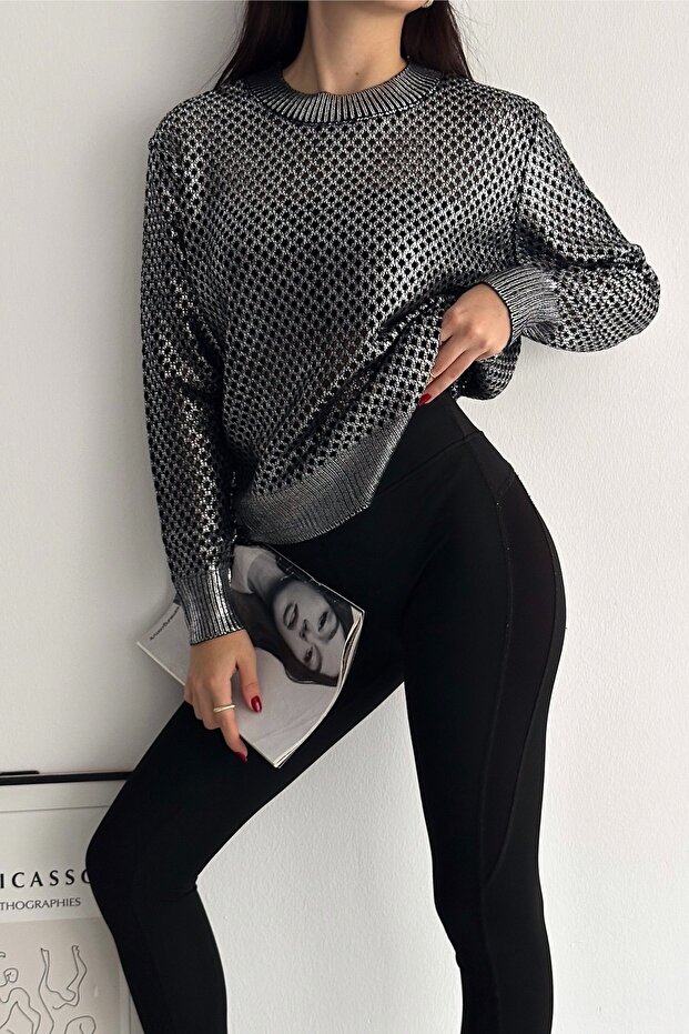 Γυναικείο Ασημένιο Επιχρυσωμένο Πουλόβερ Standard Size - 4