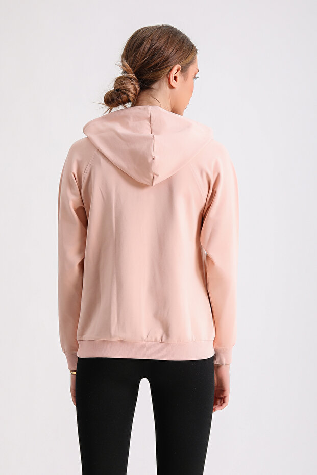 Fermuarlı Kapüşonlu Basic Kadın Ceket - 5
