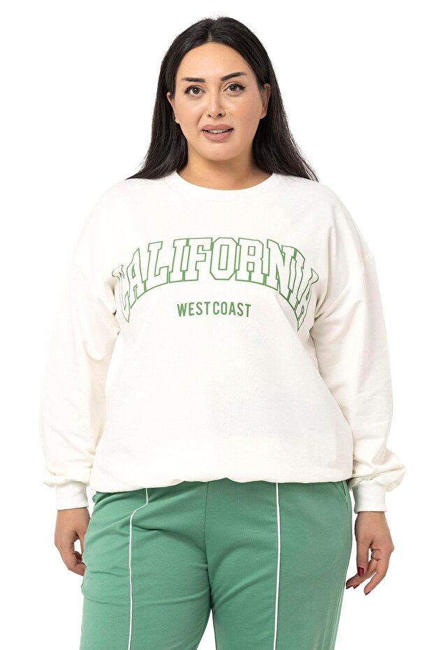 طقم بدلة رياضية مقاس كبير بخيطين باللون الأخضر النعناعي - 2