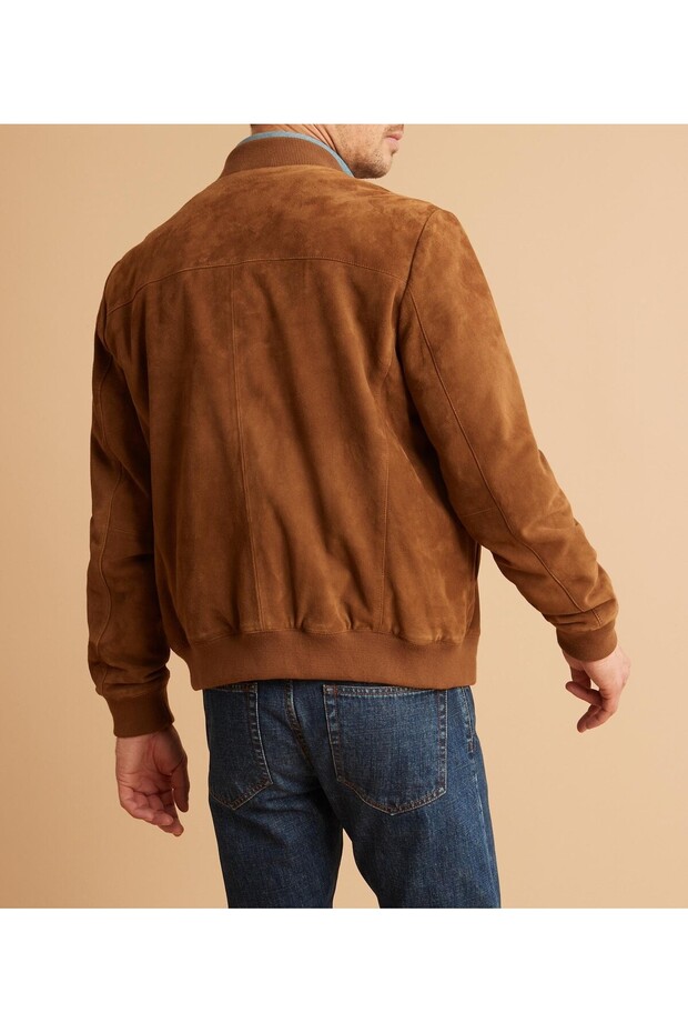 جاكيت رجالي من جلد الغزال - بني - 3