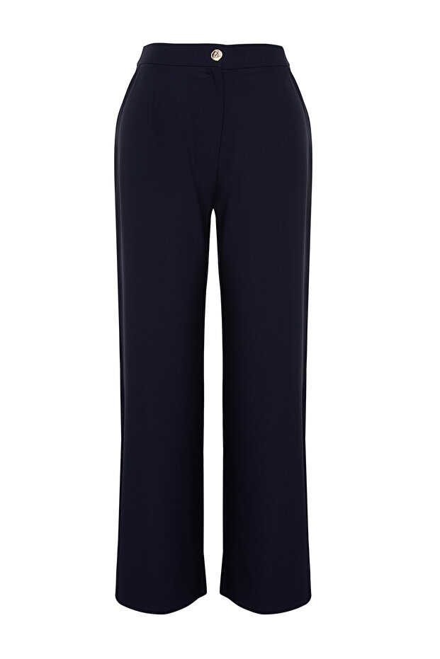 Granatowe spodnie z szerokimi nogawkami w dużych rozmiarach TBBAW24AR00033 - 7