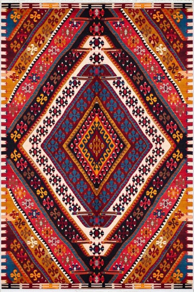 Authentic Brown Non-Slip Based - Runner Rug Patterned, Washable Thin Digital Printed Hallway Carpet - 2