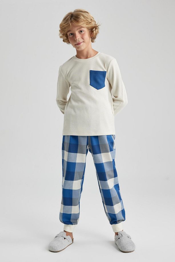 Erkek Çocuk Waffle Uzun Kollu Pijama Takımı - 1