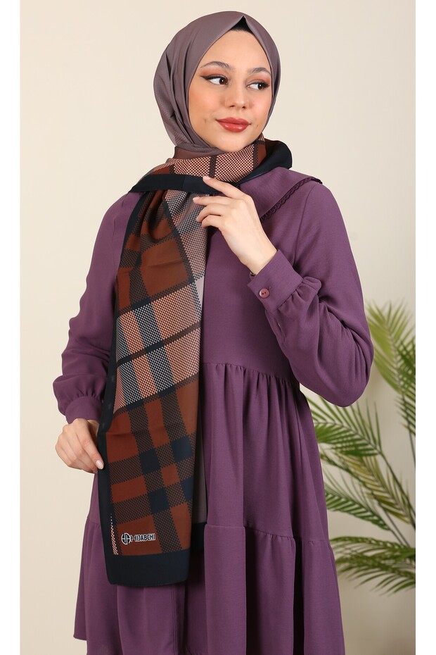 Hijabchi Plaid Patterned Medina Silk Shawl